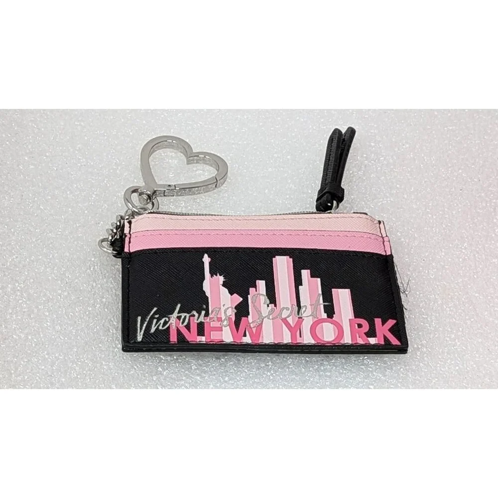 Victoria's Secret New York Card Holder Wallet With Heart Keychain